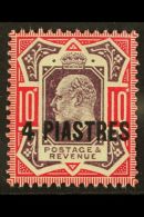 TURKISH CURRENCY  1902-05 4pi On 10d Dull Purple & Carmine (chalky) "No Cross On Crown" Variety, SG 31b,... - British Levant