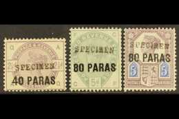 1885-1890 "SPECIMEN" OVERPRINTS  1885 40pa On 2½d Lilac And 80pa On 5d Green, Plus 1890 80pa On 5d Purple... - Levante Britannico