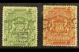 1892  £5 Sage- Green & £10 Brown Unused & Variously Perfined (SG 12/13). Presentable Examples... - Altri & Non Classificati