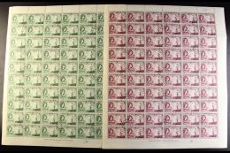 1953  1d Green & 2d Mauve Rhodes Centenary In COMPLETE SHEETS OF 60, SG 55/6, Fine Used, Cancelled To Order,... - Rhodésie Du Nord (...-1963)