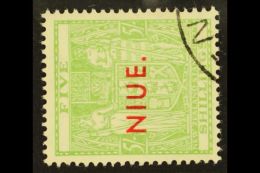 1941-67  5s Pale Yellowish Green, Wmk Sideways, SG 88, Very Fine Used. For More Images, Please Visit... - Niue