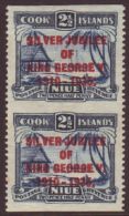 1935  2½d Dull And Deep Blue Silver Jubilee Opt, SG 70, Vertical Pair, IMPERF Horizontally,  From A Proof... - Niue