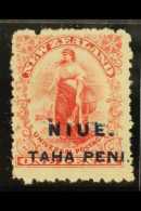 1902  1d Carmine With Mixed Perforations, SG 12, Mint, With RPS Certificate. For More Images, Please Visit... - Niue