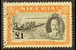 1936  KGV Pictorial Definitive £1 Black And Orange, SG 45, Fine Used. For More Images, Please Visit... - Nigeria (...-1960)