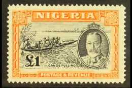 1936  £1 Black And Orange, SG 45, Mint With Good Colour, Small Area Of Black Paper Adhered To Gum. For More... - Nigeria (...-1960)
