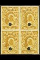 1897-98  (watermark Crown CA) 2s6d Olive- Bistre (as SG 73) - An IMPERF PLATE PROOF BLOCK OF FOUR On Ungummed... - Sonstige & Ohne Zuordnung