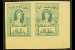 1892(c) LEWIS ESSAY  5(d) Grey- Green (25 X 34mm) Imperforate PAIR From The Lower-right Corner Of The Sheetlet,... - Otros & Sin Clasificación