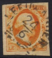 1852  15c Deep Orange- Yellow With Near- Complete LEEUWARDEN Cancellation (small Figures), Great Colour With 4... - Sonstige & Ohne Zuordnung