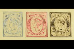 1861 HAND PAINTED STAMPS  Unique Miniature Artworks Created By A French "Timbrophile" In 1861. Three Stamps With... - Mauritius (...-1967)