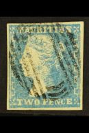 1859  2d Pale Blue, Dardenne Printing, SG 44, Very Fine Used With Clear Even Margins, Bright Colour And Neat... - Mauritius (...-1967)
