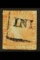 1848-59  1d Red/bluish, SG 18, Used With Part Boxed "INLAND" Cancel, Faults Including Tear At Base. For More... - Mauritius (...-1967)