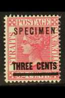 STRAITS SETTLEMENTS  1885 3c On 32c Pale Magenta, Ovptd "Specimen", SG 83s, Fine Mint. Scarce Stamp. For More... - Other & Unclassified