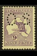 OFFICIAL  1914 9d Violet Punctured "OS", SG O24, Lightly Hinged Mint. For More Images, Please Visit... - Other & Unclassified