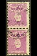 1937-49  2d Bright Purple Perf 15x14 Vertical COIL PAIR With WATERMARK INVERTED Variety, As 185a Var (185w), Cds... - Sonstige & Ohne Zuordnung