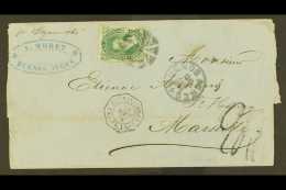 1874  (27 Aug) Entire To France, Bearing 1867-78 10c Green Belgrano (SG 29, Scott 18A) Tied By Cork Cancel, With... - Other & Unclassified