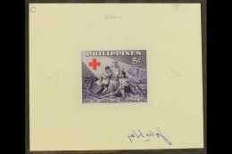 RED CROSS  Philippines 1956 MASTER DIE PROOF 5c Violet, As Scott 627, Mounted On Card, Slightly Cut Down, Clean... - Ohne Zuordnung