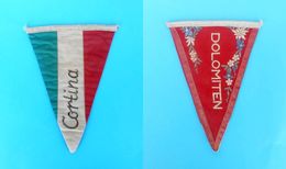 WINTER OLYMPIC GAMES CORTINA 1956. Dolomiten Italy - Vintage Olympics Pennant Flag Fanion Jeux Olympiques Olympia Italia - Uniformes Recordatorios & Misc