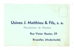 Carte Postale Réponse - Usines J. MATTHIEU & Fils à ANDERLECHT  - Bruxelles  1936 (k) - Anderlecht