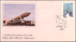 India, 1981, FDC, Indian Space Research Achievement, SLV3 Rocket, Space, Satellite, Map, Globe, Science. - Asien