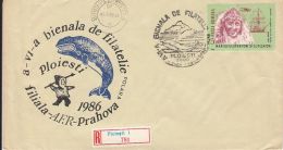 POLAR PHILATELIC EXHIBITION, WHALE, SHIP, ADMIRAL BYRD, REGISTERED SPECIAL COVER, 1986, ROMANIA - Events & Gedenkfeiern