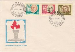 ANNIVERSARIES OF YEAR 1967, PERSONALITIES, COVER FDC, 1967, ROMANIA - FDC