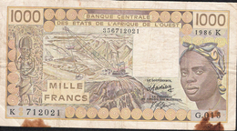 W.A.S. LETTER K SENEGAL P707Kg 1000 FRANCS 1986  FINE Only 1 P.h. ! - Sénégal