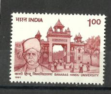 INDIA, 1991, 75th Anniversary Of Banaras Hindu University, Malaviya,  MNH, (**) - Nuevos