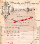87 - LIMOGES - FACTURE DETHIAS & ESTEVE- IMPRIMERIE LITHOGRAPHIE GRAVURE-4 VOURS BUGEAUD- 1896 - I