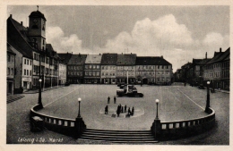 Leisnig, Markt Mit Geschäften Und Gaststätte "Goldener Löwe", Feldpost 1942 - Leisnig