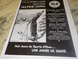 ANCIENNE PUBLICITE SPORTS DANS LES ALPES ET DU JURA 1934 - Sports D'hiver