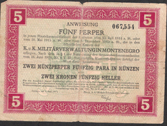 MONTENEGRO PM150  5 PERPER ,Cetinje 1917 FINE NO P.h. ! - Sonstige – Europa