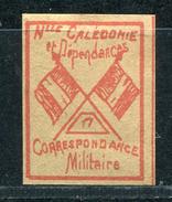 NOUVELLE CALEDONIE - VIGNETTE DE FRANCHISE MILITAIRE - PAPIER BLANC , ROUGE * * - TB - Neufs