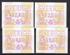 Schweden, 1991, Mi. Nr. ATM 1,  MNH **, 2,30/2,80/4,50/5,50 - Vignette [ATM]