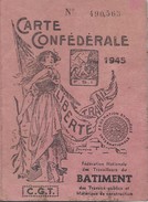Carte Confédérale/ Fédération Nationale Des Travailleurs Des BTP/C.G.T./Jessen /Ebéniste/1945                     AEC64 - Autres & Non Classés
