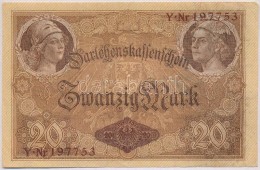 Német Birodalom 1914. 20M Hat JegyÅ± Sorszámmal T:III German Empire 1914. 20 Mark With Six Digit... - Unclassified