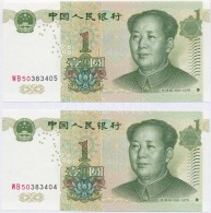 Kína 1999. 1J (2x) SorszámkövetÅ‘k T:I
China 1999. 1 Yüan (2x) Sequential Serials... - Zonder Classificatie