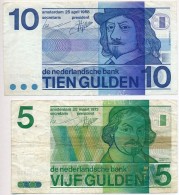 Hollandia 1968. 10G + 1973. 5G 'Joost Van Den Vondel' T:III 
Netherlands 1968. 10 Gulden + 1973. 5 Gulden 'Joost... - Ohne Zuordnung