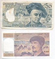 Franciaország 1985. 50Fr + 1990. 20Fr T:III
France 1985. 50 Francs + 1990. 20 Francs C:F - Non Classés