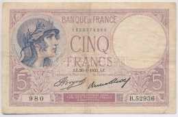 Franciaország 1933. 5Fr T:III,III-
France 1933. 5 Francs C:F,VG
Krause 72 - Non Classés