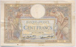 Franciaország 1932. 100Fr T:III- Ragasztott, TÅ±ly.
France 1932. 100 Francs C:VG Sticked, Needle... - Zonder Classificatie