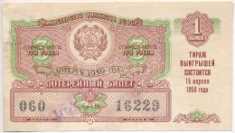 Szovjetunió 1959. Lottó Sorsjegy 3R értékben T:III
Soviet Union 1959. Lottery Ticket... - Non Classificati