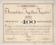 Budapest 1919. 'Az Immobilia Ingatlan Forgalmi Részvénytársaság' öt... - Non Classés