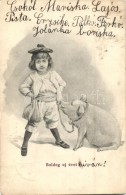 * T2/T3 Boldog Újévet! / New Year Greeting Card, Girl With Pig (Rb) - Unclassified
