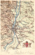 T2/T3 Budapest Térkép Címerrel / Map, Coat Of Arms (EK) - Zonder Classificatie