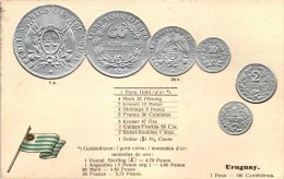 ** T1/T2 Uruguay - Set Of Coins, Currency Exchange Chart Emb. Litho - Ohne Zuordnung