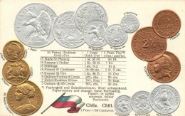 ** T1/T2 Chile - Set Of Coins, Currency Exchange Chart Emb. Litho - Unclassified