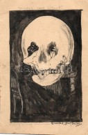 * T2/T3 Lady, Skull, Handmade Art Postcard, 5 F Ga S: Glück Emil (EK) - Non Classés