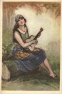 T2 Girl With Guitar; Anna & Gasparini 438-3 Art Deco Italian Art Postcard S: Mauzan - Unclassified