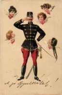 T3 1899 WWI Hungarian Hussar, Lady Heads With Wings And Hearts, Bizarre, Kosmos 197. Litho S: Geiger R. (EB) - Non Classés