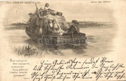 T3 Strom Des Lebens / German Folklore, Boat, Rückert's Poem Litho (wet Corner) - Non Classés